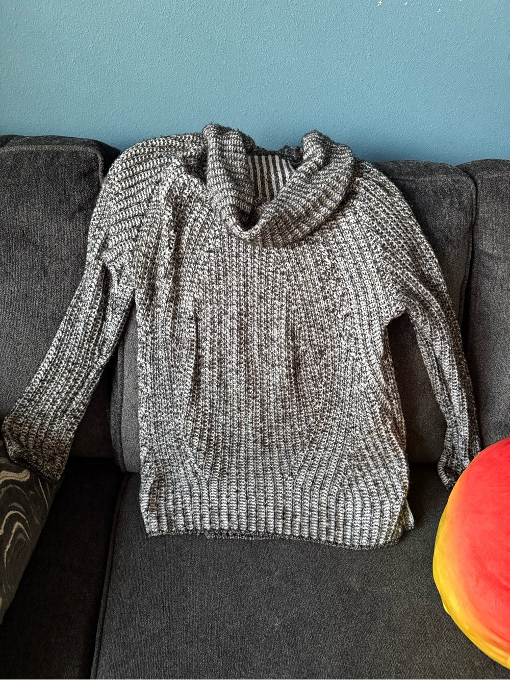 EXPRESS blk n white Marled Cowl Neck Sweater